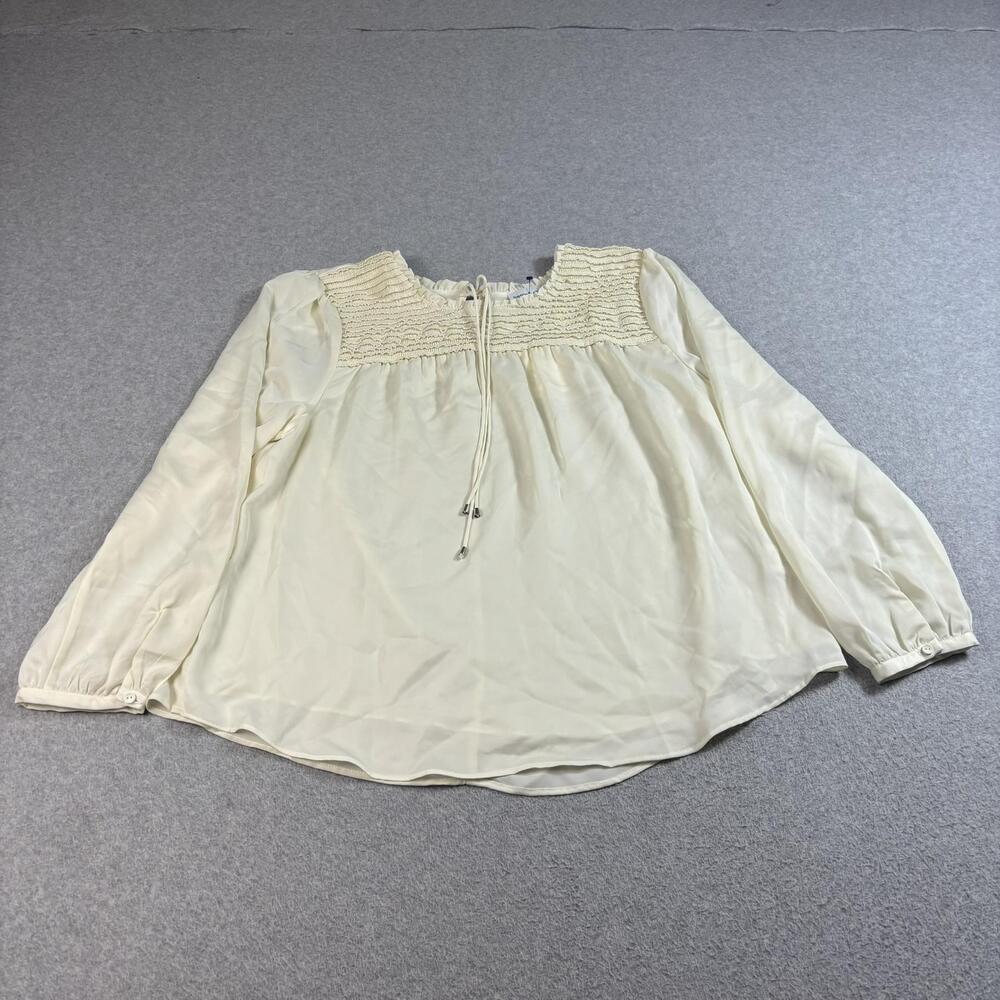 Gibson Latimer Shirt Womens XL Off White Smocked Peasant Coastal Boho Southwest